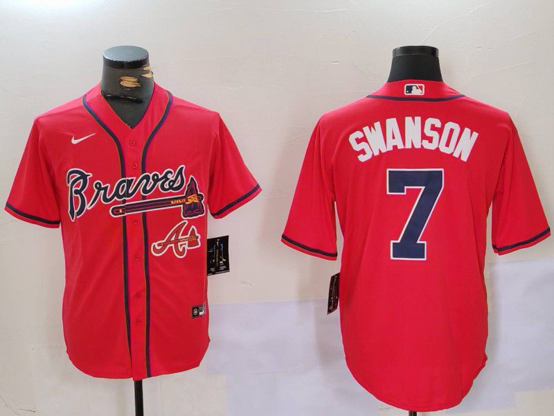 Men Atlanta Braves #7 Swanson Red Game 2024 Nike MLB Jersey style 9023->atlanta braves->MLB Jersey